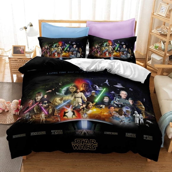 LAICAIW 3D Star Wars Duvet Cover Set Action Science Fiction Adventure Movie Bedding 100% Polyester Fiber Kids Bed Set 3PC 1Duvet Cover & 1 or 2 Pillow Cases, Queen