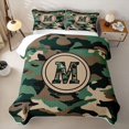 thumbnail image 2 of meiyoeat Camo Letter M Twin Quilt Set for Boys, Vintage Camouflage Twin Coverlet Set for Bedroom, Green, 2-Piece, 2 of 7
