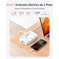 thumbnail image 4 of LENCENT Regleta Multicontacto de 2 a 3 Clavijas, Extension Electrica Enchufe Plano con Protector de Sobretensión, 1.8M Conector Múltiple con 6 Salidas CA y 4 Puertos USB (1 USB C), Hogar, Oficina, 4 of 5