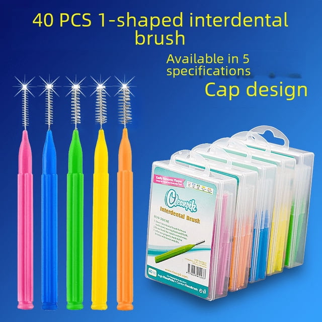 Cepillo interdental recto, cepillo interdental, cepillo de dientes de ortodoncia, acero inoxidable, 40 uds./caja