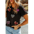 thumbnail image 5 of Women's Black Sequin Heart Patched Crewneck Graphic Tee for Valentine's Day | [ZhiHiMeRi] | (US 20-22)2XL, 5 of 8