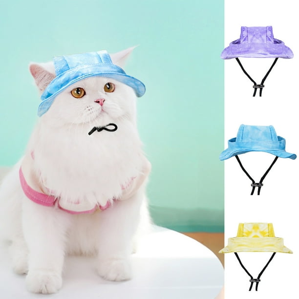 Sombrero de sol para mascotas para perros y gatos con protección auditiva - Sombrero de pescador ajustable para protección solar y comodidad en exteriores