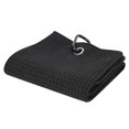 thumbnail image 4 of Golfing Towel Waffle Design Sporting Wipe Sweat Absorption Cleaning Pure Cotton Strap HookBlack, 4 of 16