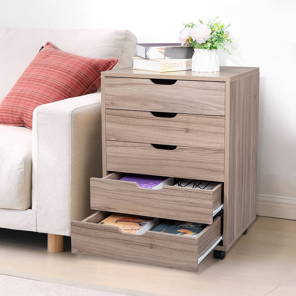 Lowestbest Five Drawer Storage Cabinet, Kitchen Cart Cabinet on Wheels, Beige Lowestbest Five Drawer Storage Cabinet, Kitchen Cart Cabinet on Wheels, Beige