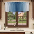 thumbnail image 6 of Navy Blue Grey Ombre Curtain Valances for Windows, Kitchen Valance Window Treatments Panel 2 Pack, Farmhouse Gradient Minimalist Rod Pocket Short Curtains for Bathroom Bedroom 42 x 12 Inch, 6 of 8