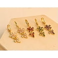 thumbnail image 3 of K-KED Fashion Gold Flower Zircon Ear Drop Earrings Women Wedding Delicate Jewelry Gifts A Pair-Green, 3 of 8