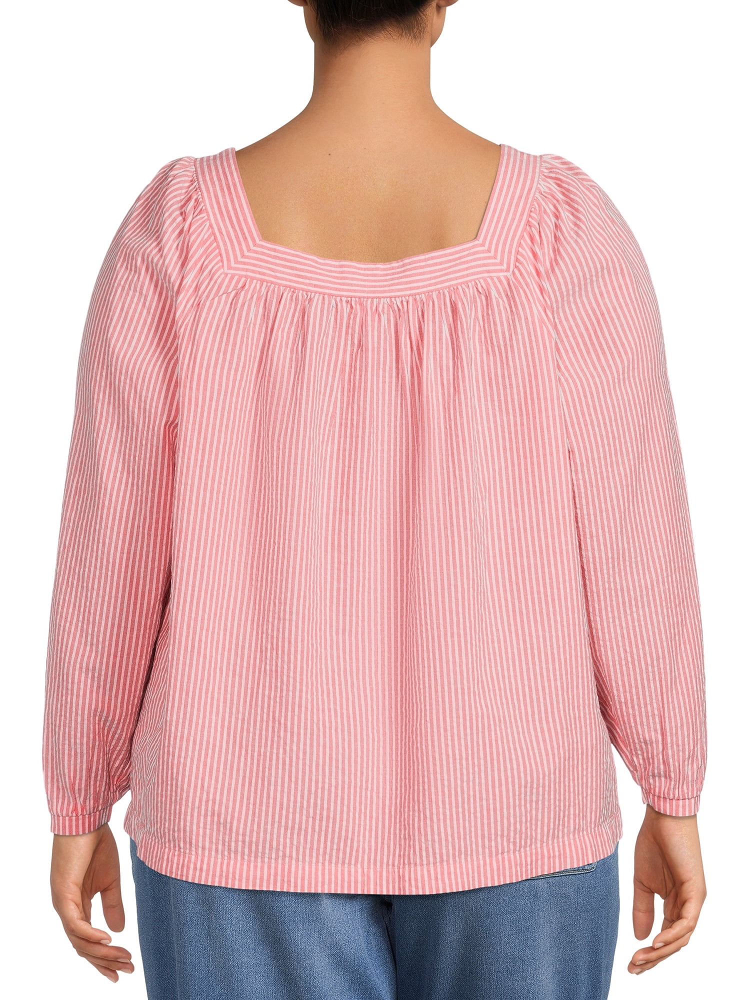 Terra & Sky Women's Plus Size Square Neck Top