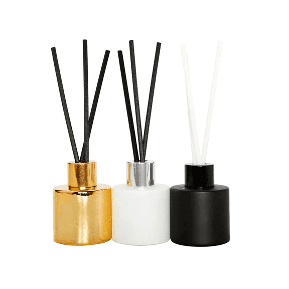Vivience Fol Oil Reed Diffuser Set Aromatherapy Diffuser Home Decor, White/Black/Gold, 3 Pack