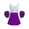thumbnail image 4 of YEAHDOR Girls Cheerleading Outfit Shiny Sequins Dress with Shorts Pompoms Set for Halloween Dress Up Party, 4 of 7