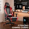 thumbnail image 4 of GTRACING Gaming Chair, Ergonomic Office Desk Chair with Lumbar Support, PU Leather, Footrest & Adjustable Headrest, Red, 4 of 8