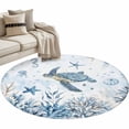 thumbnail image 2 of Marine Life Round Living Room Rugs 4 ft, Blue Ocean Turtle Coral Starfish Seashell Coastal Washable Area Rug with Non-Slip Sturdy Edge Binding Round Carpet for Entryway Kitchen Bedroom Bathroom, 2 of 9