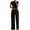 Black, variant on Lenpel Jumpsuits for Women Lace Hollow out Cap Sleeve Mock Neck Wide Leg Rompers Dressy Casual Summer Outfits