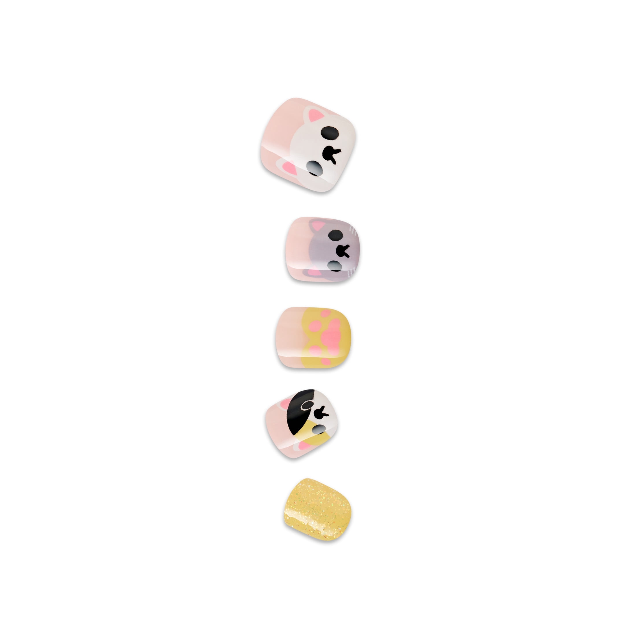 (2 pack) Impress Mini Press On Nails for Kids, ‘Cuddles’, Pink, Squoval, 20 Count