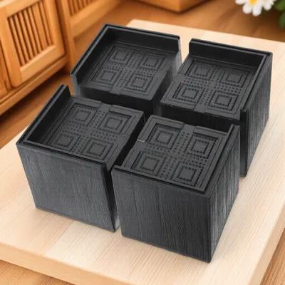 LOLIPPYY 4Pcs Heavy Duty Rubber Furniture Risers Square Bed Lifts Pads for Washing Machine Fridge Use