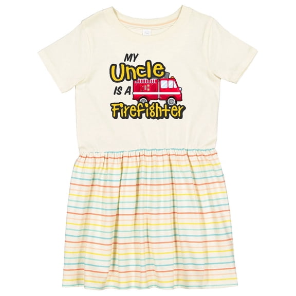 Inktastic My Uncle is a Firefighter with Fire Truck Girls Toddler Dress