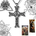 thumbnail image 4 of Hipunk Celtic Cross Necklace for Men Women 925 Sterling Silver Celtic Knot Cross Pendant Necklace Trinity Triquetra Irish Jewelry Fathers Day Gift for Dad, 4 of 7