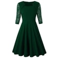 thumbnail image 3 of Jusqu'à 65 % de Rabais! Robes d'Été Mode pour Femmes 2024 Grande Taille Tempérament Manches Trois Quarts Faux Deux Pièces Encolure Patchwork Grande Jupe Robe en Dentelle, 3 of 6