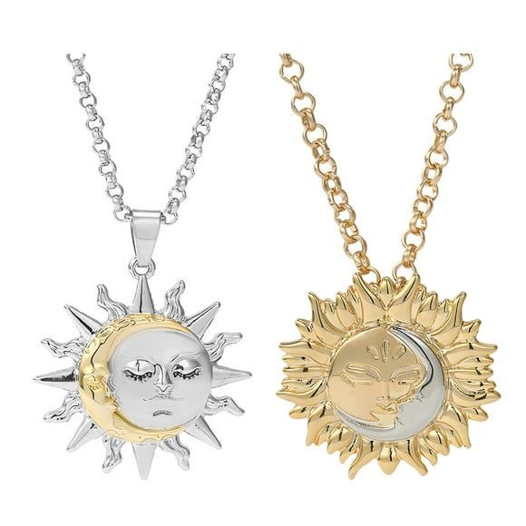 KAKOWELY moon necklace 2Pcs Moon Sun Pendant Necklace Sweater Chain Friends Family Couples Jewelry Gift19.49"X1.18"X0.2"