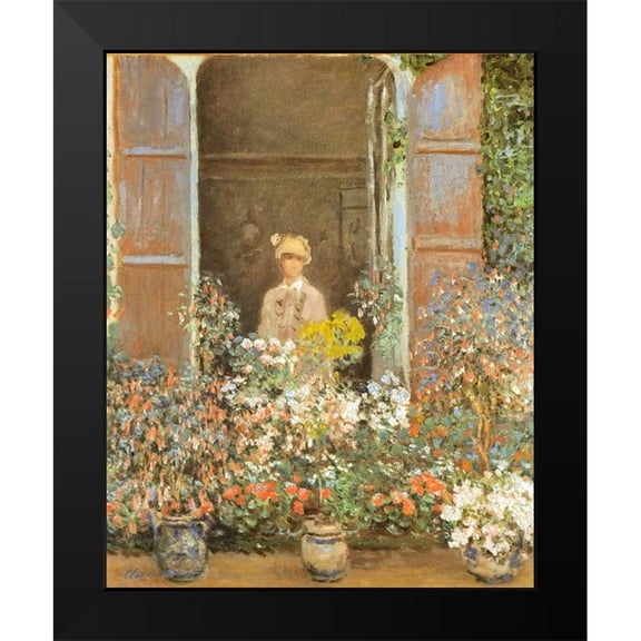 Monet, Claude 12x14 Black Modern Framed Museum Art Print Titled - Camille at window-Argenteuil 1873