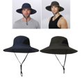 thumbnail image 1 of Sombrero de sol BLESIY 2 piezas para Hombre senderismo viaje correa de barbilla plegable militar, 1 of 8