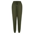 thumbnail image 2 of Gibobby Pantalones de chándal elásticos con cordón Cintura Salón Pantalones holgados Pantalones de mujer (Army Green, L), 2 of 5