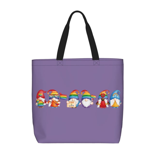 Fotbe Happy Pride Gnome Bolsa Tote con Estampado para Mujer, Bolsos con Cremallera, Bolsa de Hombro Casual de Gran Capacidad con Bolsillos Internos