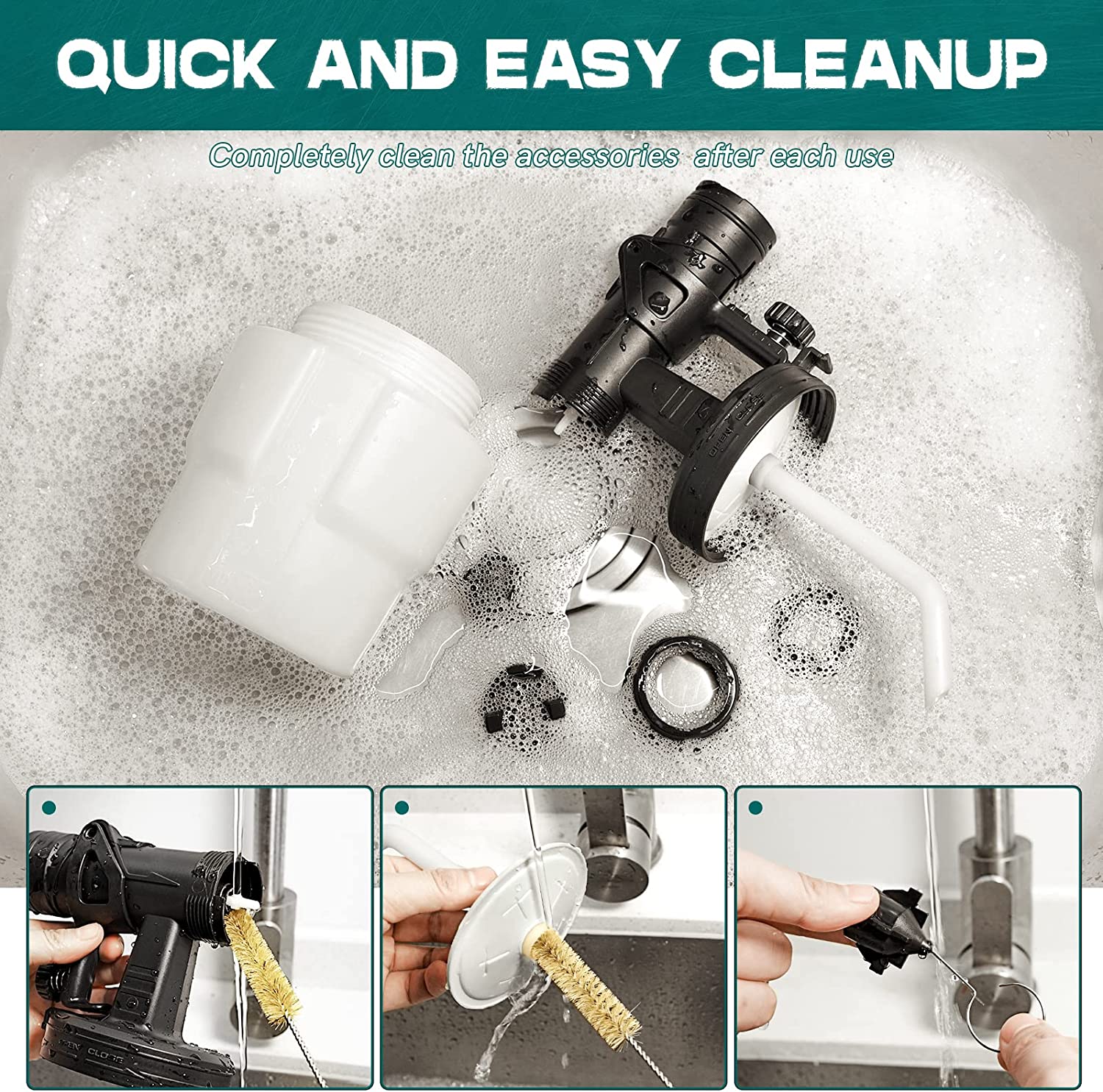 NEU MASTER 600W HVLP Electric Paint Sprayer, 3 Spray Patterns, Adjustable Flow Control & 6FT Hose, Lightweight Spray Gun for Walls, Furniture, Ceiling, Interior/Exterior Projects