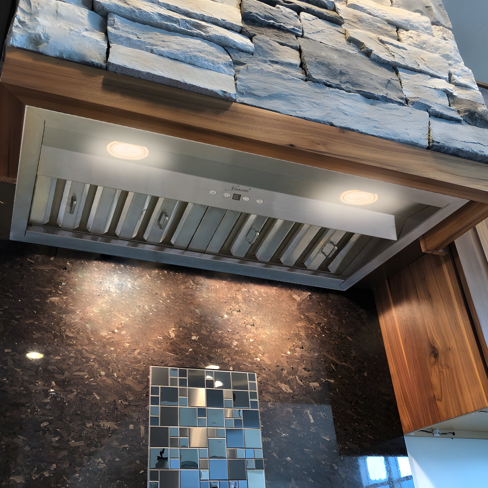 Akicon 30 Inch Stainless Steel Range Hood Insert, 600 CFM Ducted Built-in Vent Hood, Ultra Quiet, Dimmable Cool & Warm Dual LED Lights, Dishwasher Safe Filters