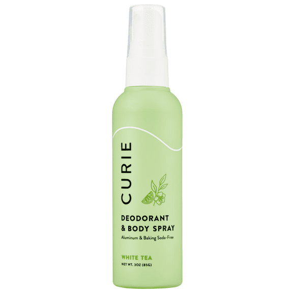 Curie Natural Deodorant & Spray for Men and Women, Aluminum-Free, Sensitive Skin Friendly, White Tea, 3 fl oz