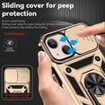 thumbnail image 3 of iPhone 13 Case,Dteck Shockproof Rubber Rugged Case Hybrid Hard Ring Holder Kickstand Slide Camera Lens Protector Cover for Apple iPhone 13,Gold, 3 of 8