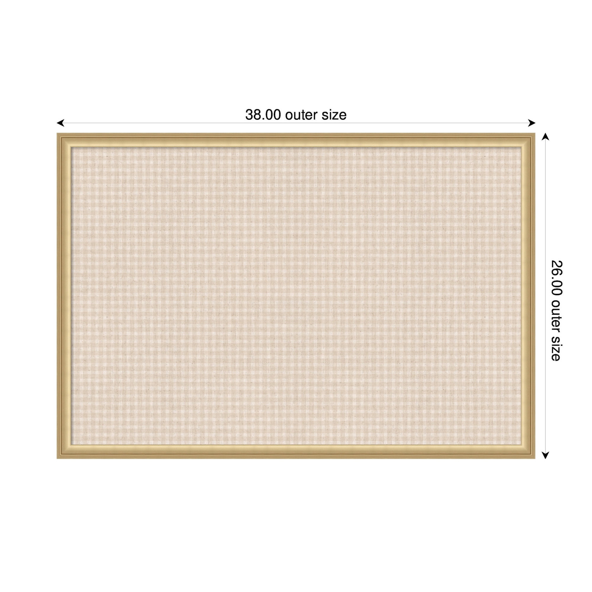Kate and Laurel Framed Fabric Pinboard 38 x 26,  Printed Linen Classic Bulletin Board for Use as a Vision Board or Wall Organization, Florence Gold Frame