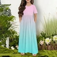 thumbnail image 3 of Efsteb Summer Dress for Girls Short Sleeve Round Neck Pleated Dress Casual Loose Long Dresses with Pockets (Mint Green,9 Years), 3 of 5
