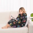thumbnail image 4 of Colorful Headphones Games Icons Black Pattern Blanket Hoodies for Kids 6-13YR Oversize Wearable Blanket Hoodies for Boys Girls Teens, 4 of 7