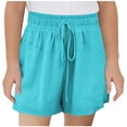 thumbnail image 3 of Kureaily Girls Summer Shorts Feel Elastic Waist With For Big Kids And Tweens Athletic Play Shorts ,Solid Color Basic Casual ShortsSize 3-4 Years ,Blue, 3 of 5
