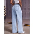 thumbnail image 6 of Women'S Ripped Jeans High Waisted Distressed Baggy Straight Wide Leg Pants Light Blue XS, 6 of 9