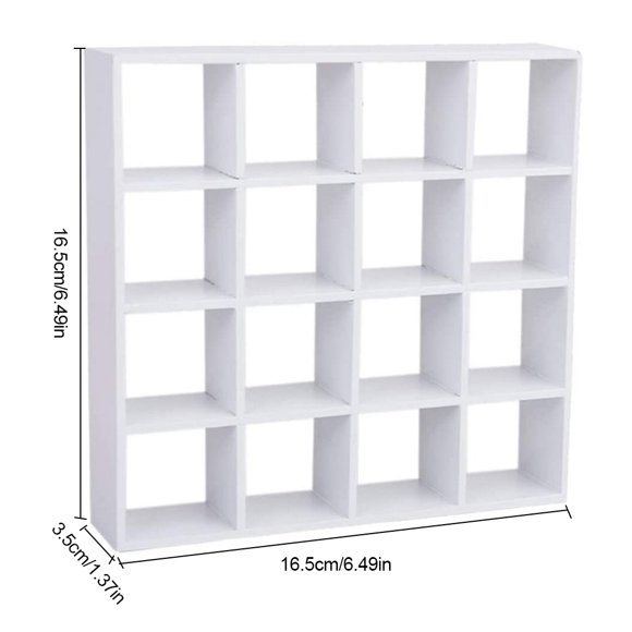 Mini Shelf Wooden 1/12 Decoration Miniature Stuff DIY Accessory Furniture Models Exquisite 16-grid Rack Model for Scene Layout