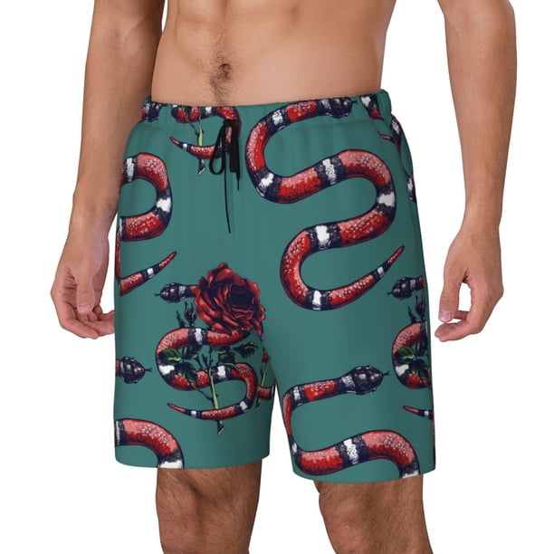 Balery Snake And Rose Bañador para hombre, shorts de playa de secado rápido con entrepierna y forro de compresión-XX-Large