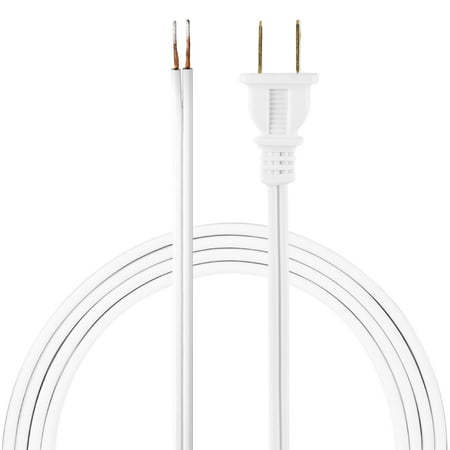 GE Lamp Cord Set with Molded Plug, 8-Foot, White, 54475
