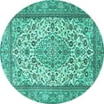 thumbnail image 1 of Ahgly Company Indoor Round Medallion Turquoise Blue Traditional Area Rugs, 4' Round, 1 of 4