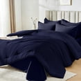 thumbnail image 6 of Dhole 7-Piece Bed Sheet Set - Queen Size Comforter, Pillowcases & Sheet Collection for Cozy Bedding Comfort Navy, 6 of 14