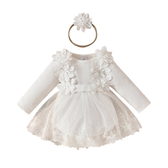TIWEKE Tenue de Golf pour Bébé, Ensembles Boho pour Bébé Fille, Barboteuse Robe Combishort en Dentelle à Volants, Justaucorps Tenue pour Séance Photo, Taille 3-6 Mois