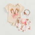 thumbnail image 2 of Shadoumai Girl Easter Outfit 4t Bunny Eggs Hunts Happy Easter Trendy T Shirt Tops and Plaid Shorts Cute Clothes for Toddler Girls, 2 of 6