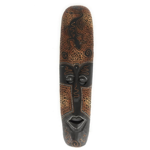 Tribal Tiki Mask 20" w/ Gecko - Primitive Art | #wib370450h