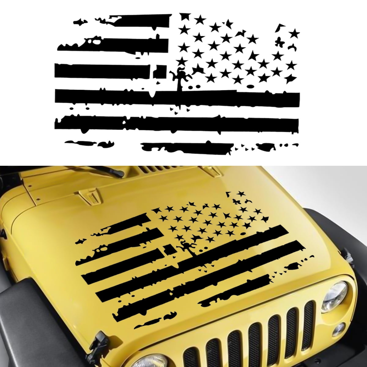 23"x34" Distressed American Flag Car Hood Vinyl Decal Sticker For Jeep ...