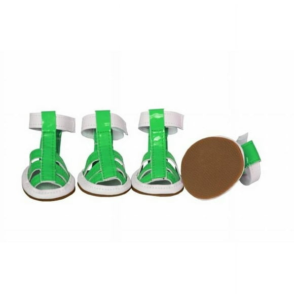 Pet Life LLC F25GNMD Buckle-Supportive Pvc Waterproof Pet Sandals Shoes - Set Of 4