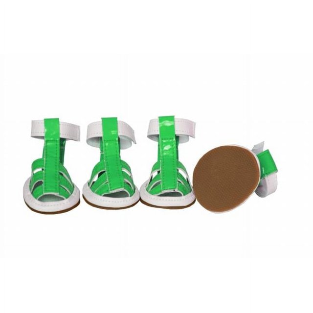 Pet Life LLC F25GNMD Buckle-Supportive Pvc Waterproof Pet Sandals Shoes - Set Of 4