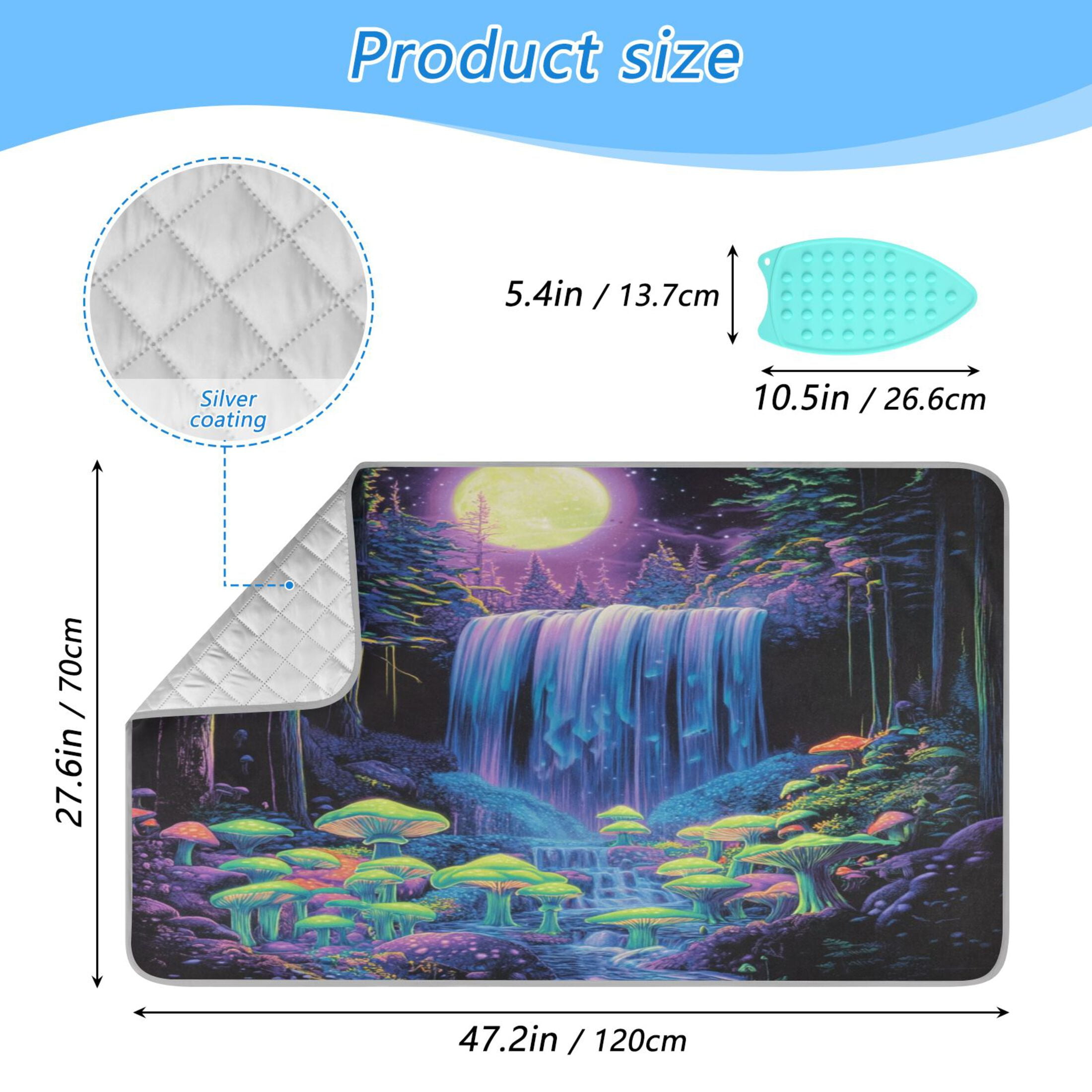 Ironing Mat Portable Ironing Blanket for Table Top Travel Ironing Pad for Washer Dryer 27.6" x 47.2" Neon Oversized Waterfall