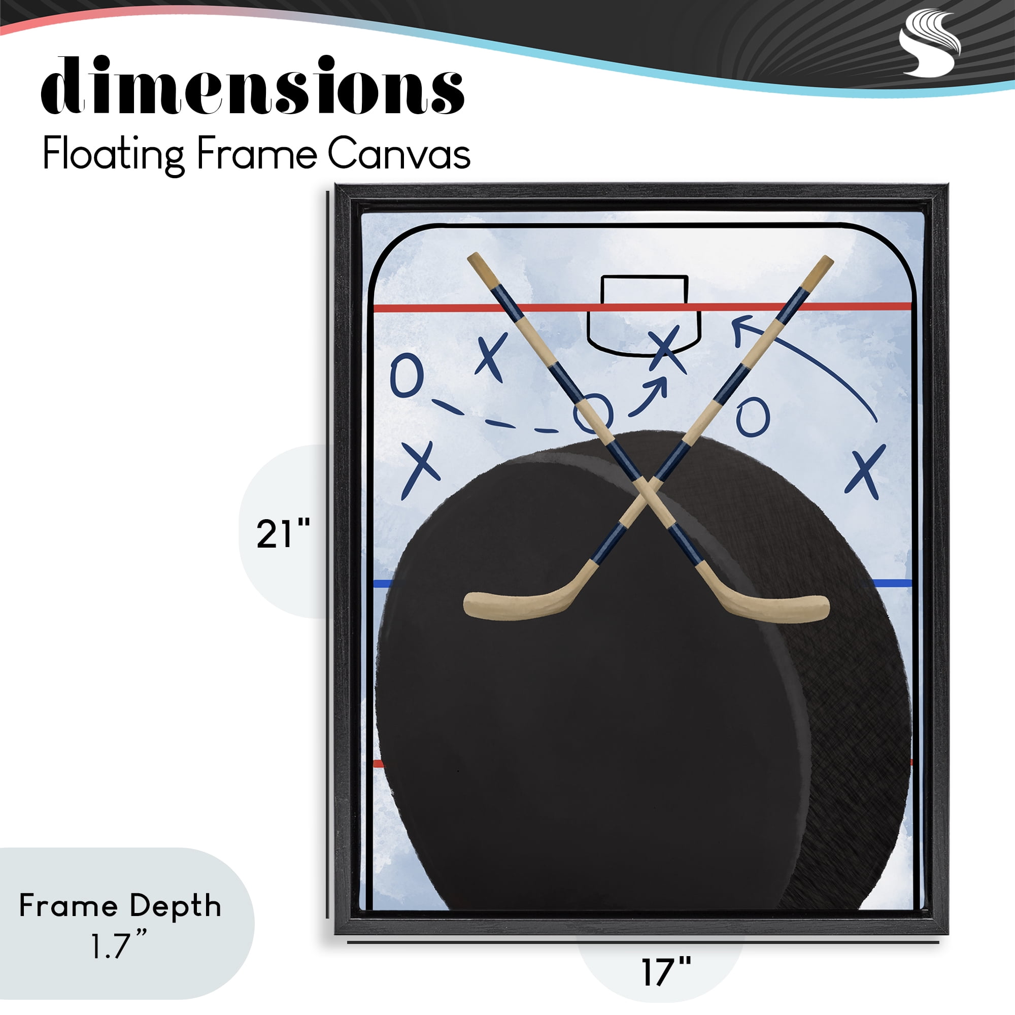 Stupell Industries Hockey Rink Tactics Black Framed Floater Canvas Wall Art, design by Jennifer Stith