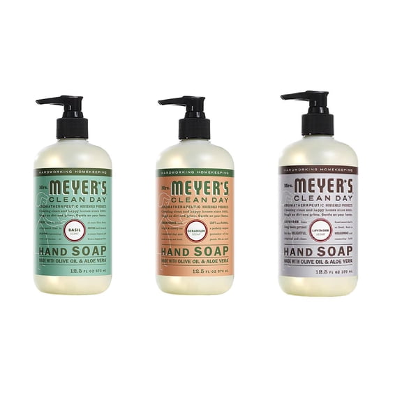 Mrs. Meyers Liquid Hand Soap, Basil, Geranium, & Lavender 12.50 Oz. 3 Packs