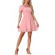 thumbnail image 1 of Vestido de verano INSPIRE CHIC para mujeres con escote cuadrado, mangas cortas abullonadas, sin espalda, vestido mini casual para fiestas, color rosa XL, 1 of 1